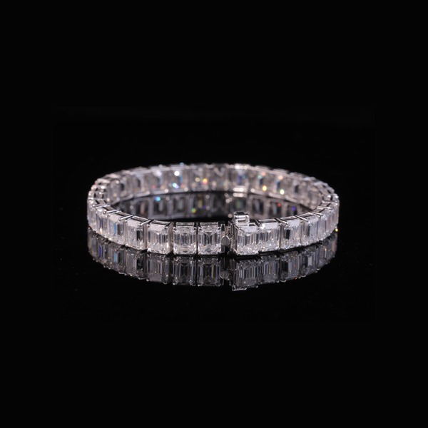 Emerald Cut Diamond Tennis Bracelet – Solid Gold 10K 14K 18K