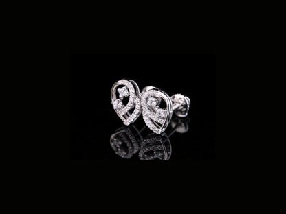 Swirl Heart Diamond Stud Earrings | 18K, 14K, 10K Gold & Silver
