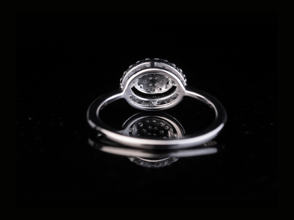 Oval Pavé Diamond Halo Ring | 18KT, 14KT, 10KT Gold & Silver Available