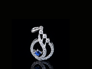 Luxury Blue Sapphire & Diamond Swirl Pendant | 18K, 14K, 10K Gold & Silver