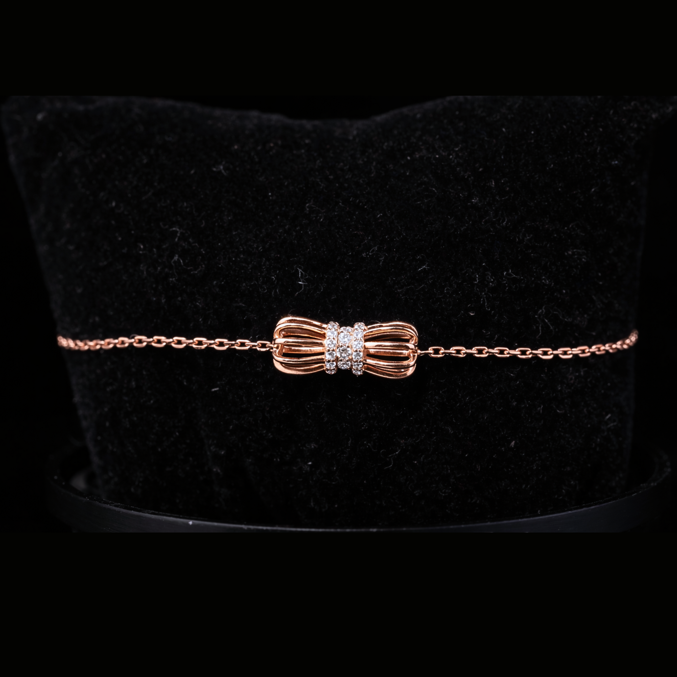 Diamond Bow Bracelet in Solid Gold – 10K, 14K, 18K & Sterling Silver Available