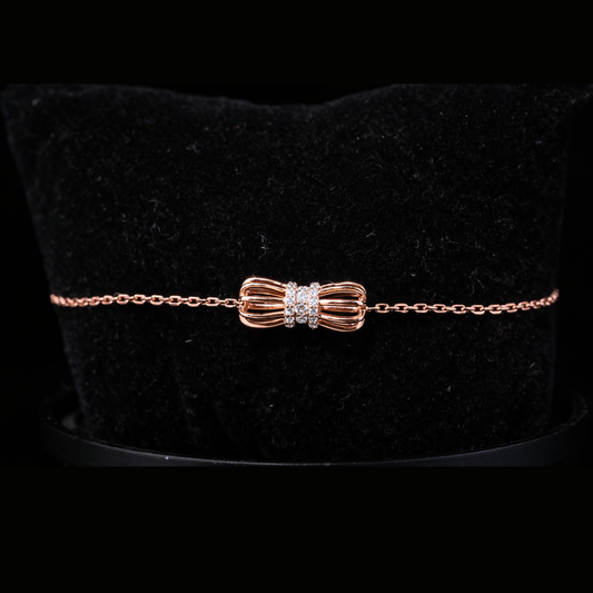 Diamond Bow Bracelet in Solid Gold – 10K, 14K, 18K & Sterling Silver Available