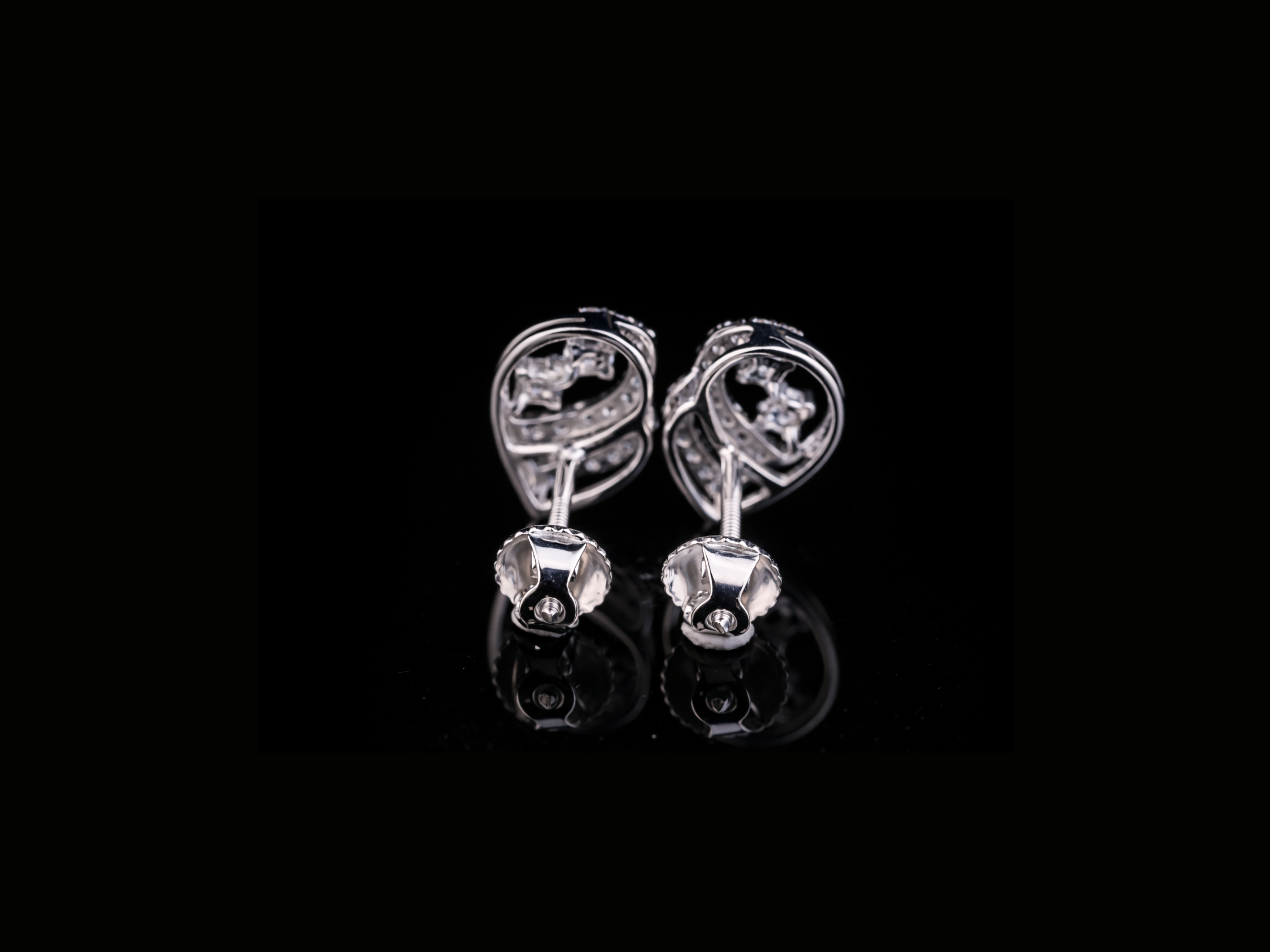 Swirl Heart Diamond Stud Earrings | 18K, 14K, 10K Gold & Silver