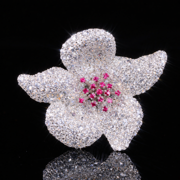 Iced Out Flower Pendant in 10KT / 14KT / 18KT Gold – Moissanite Diamond Floral Necklace