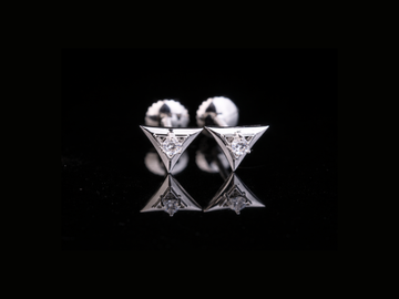 Geometric Triangle Diamond Stud Earrings | 18K, 14K, 10K Gold & Silver