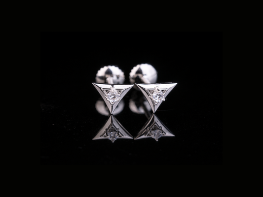 Geometric Triangle Diamond Stud Earrings | 18K, 14K, 10K Gold & Silver