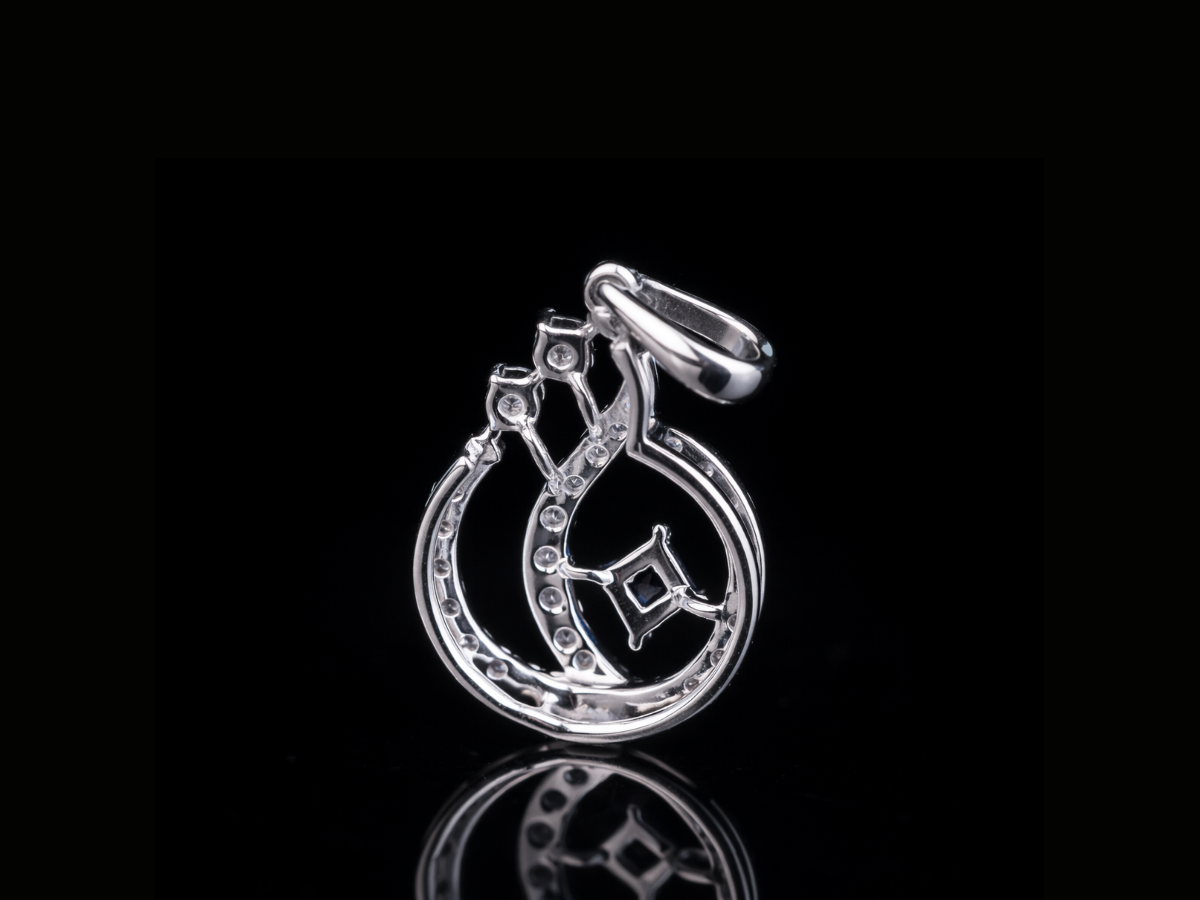 Luxury Blue Sapphire & Diamond Swirl Pendant | 18K, 14K, 10K Gold & Silver