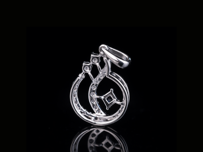 Luxury Blue Sapphire & Diamond Swirl Pendant | 18K, 14K, 10K Gold & Silver