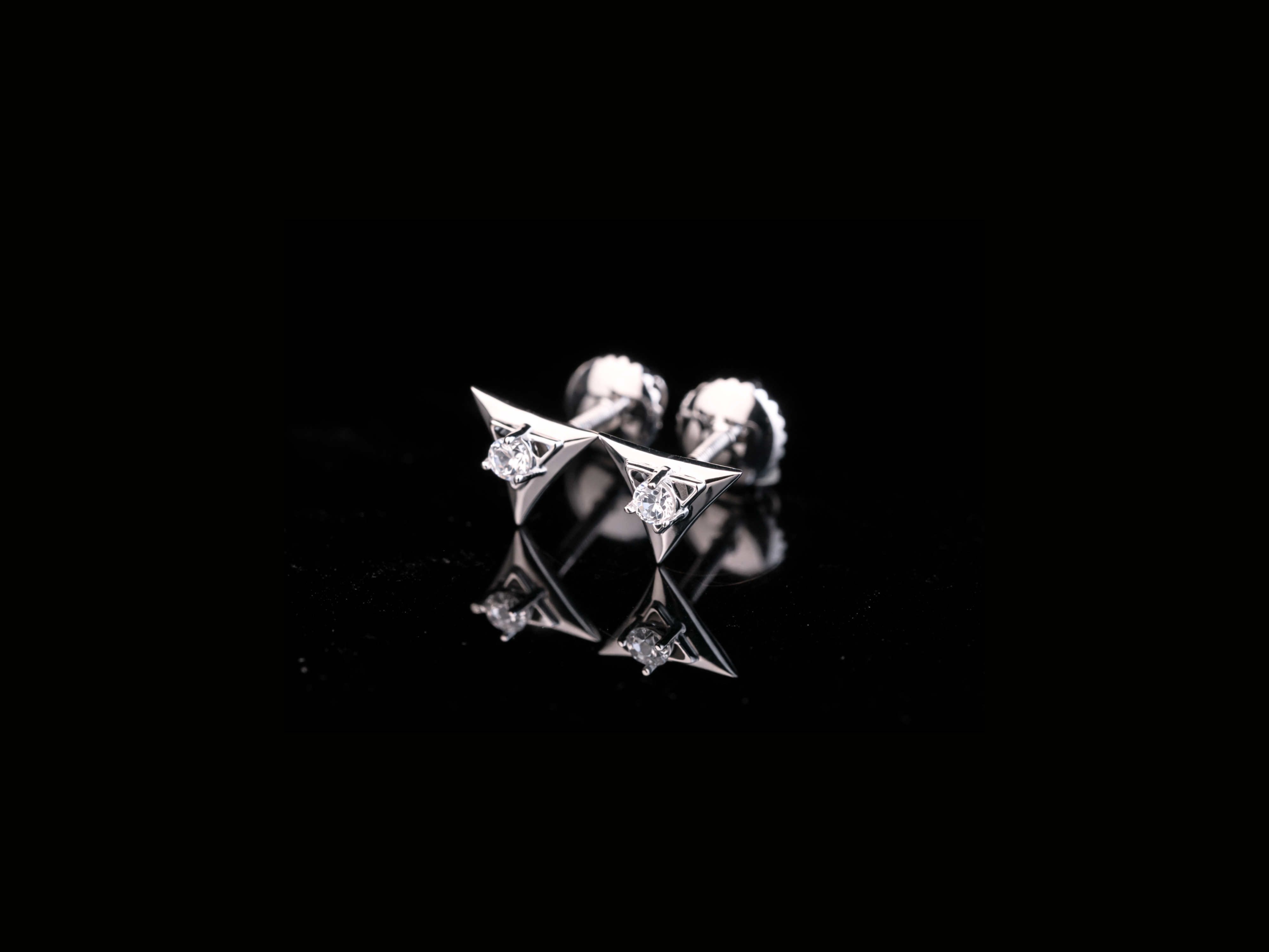Geometric Triangle Diamond Stud Earrings | 18K, 14K, 10K Gold & Silver