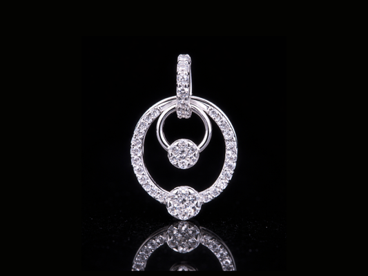 Luxury Diamond Double Circle Pendant Necklace | 18K, 14K, 10K Gold & Silver