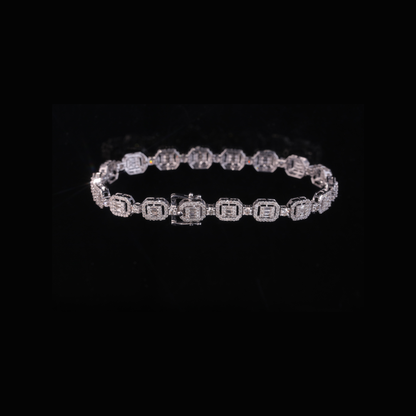 Octagon Halo Diamond Tennis Bracelet in Solid Gold