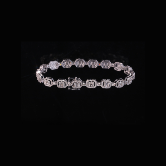 Octagon Halo Diamond Tennis Bracelet in Solid Gold
