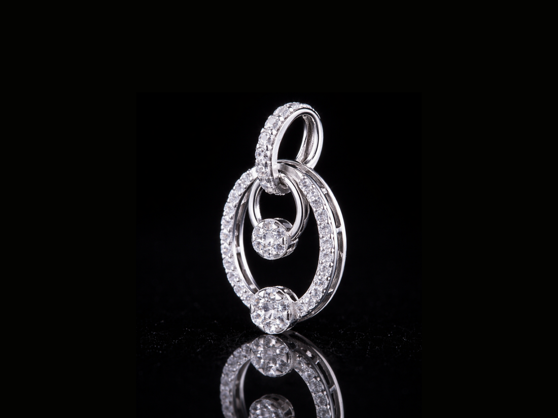 Luxury Diamond Double Circle Pendant Necklace | 18K, 14K, 10K Gold & Silver