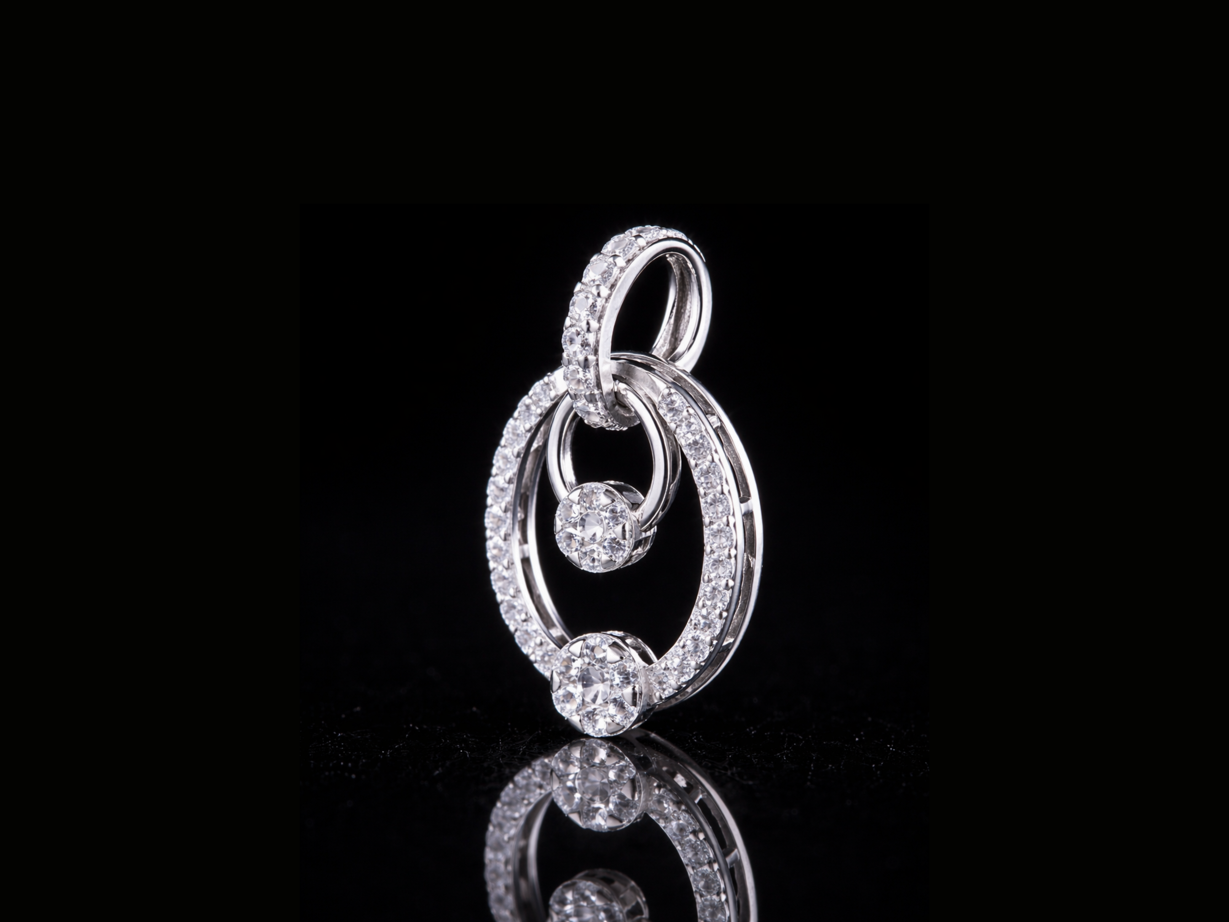 Luxury Diamond Double Circle Pendant Necklace | 18K, 14K, 10K Gold & Silver