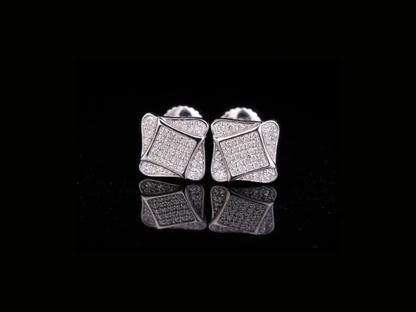 Square Layered Diamond Stud Earrings | 18K, 14K, 10K Gold & Silver