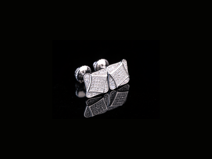 Square Layered Diamond Stud Earrings | 18K, 14K, 10K Gold & Silver