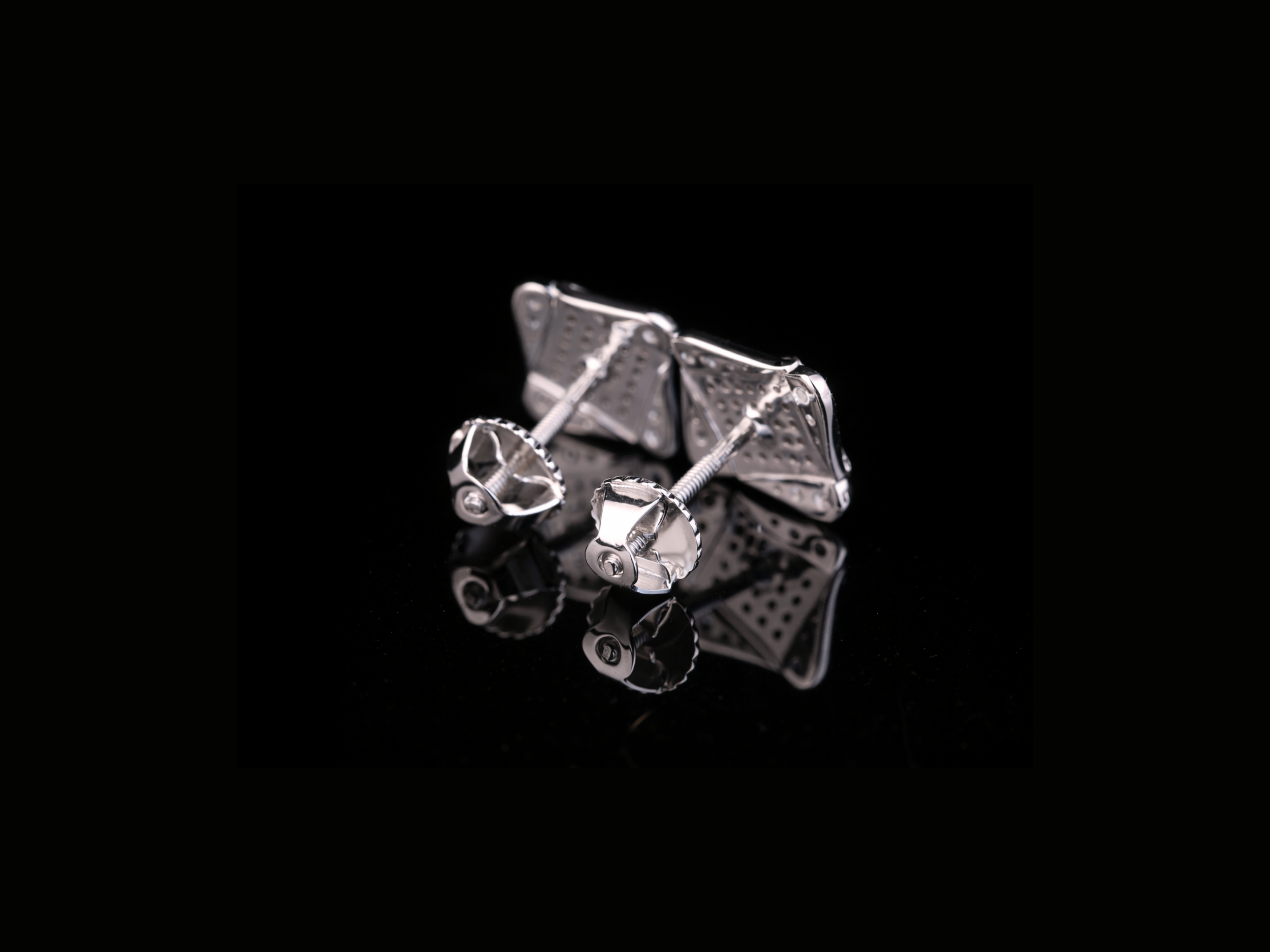 Square Layered Diamond Stud Earrings | 18K, 14K, 10K Gold & Silver