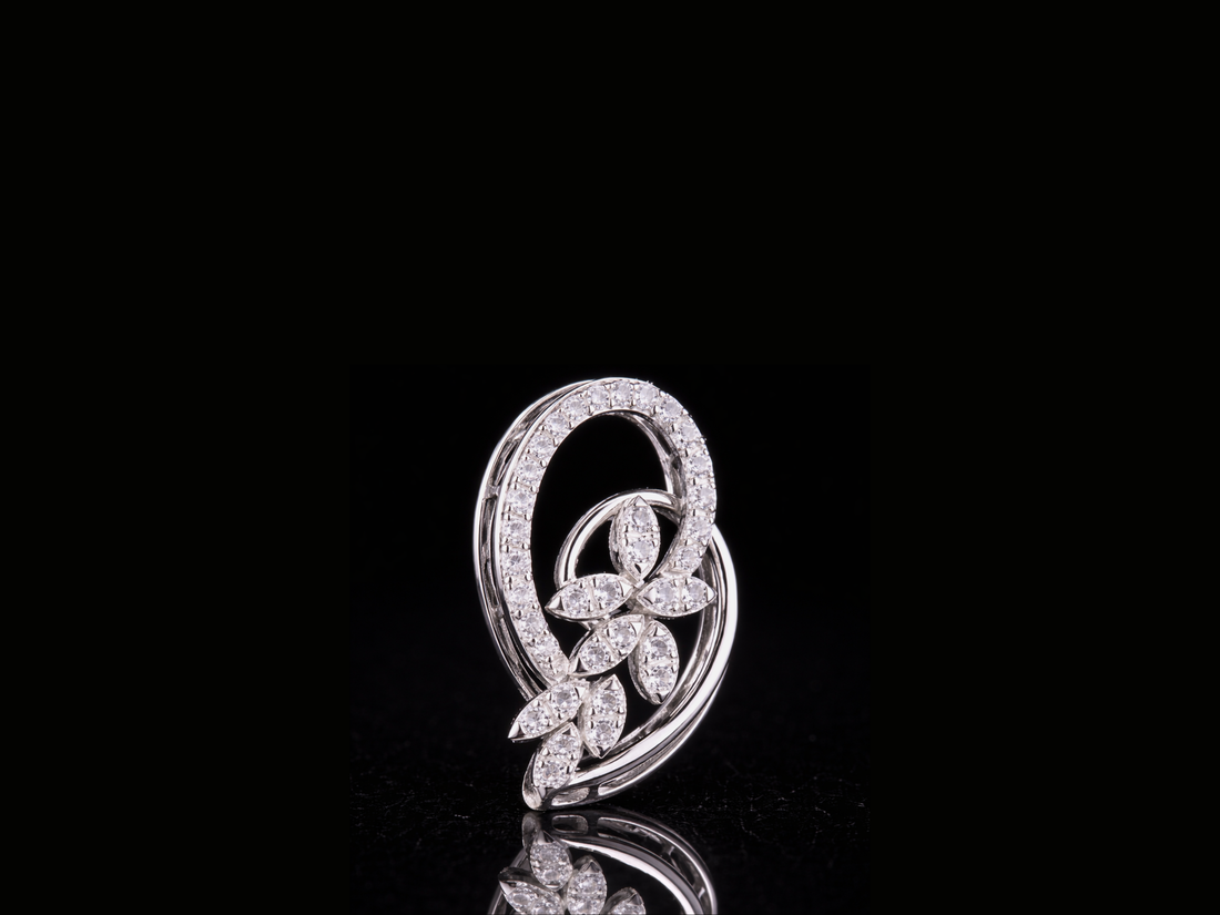 Luxury Diamond Floral Swirl Pendant Necklace | 18K, 14K, 10K Gold & Silver