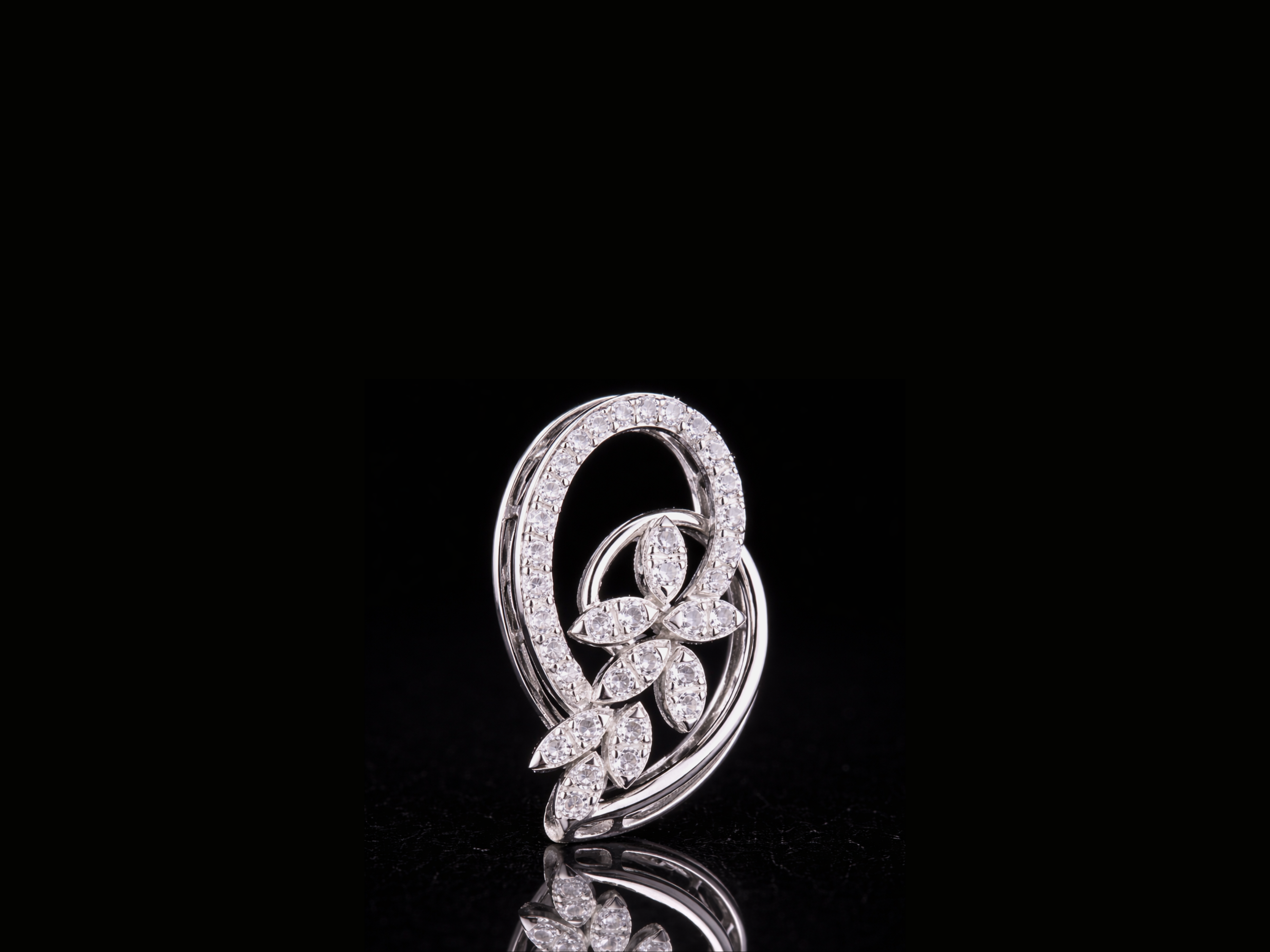 Luxury Diamond Floral Swirl Pendant Necklace | 18K, 14K, 10K Gold & Silver