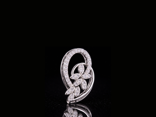 Luxury Diamond Floral Swirl Pendant Necklace | 18K, 14K, 10K Gold & Silver