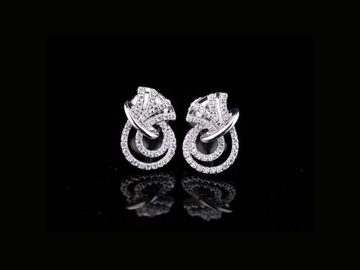 Interlocking Circle Diamond Stud Earrings | 18K, 14K, 10K Gold & Silver