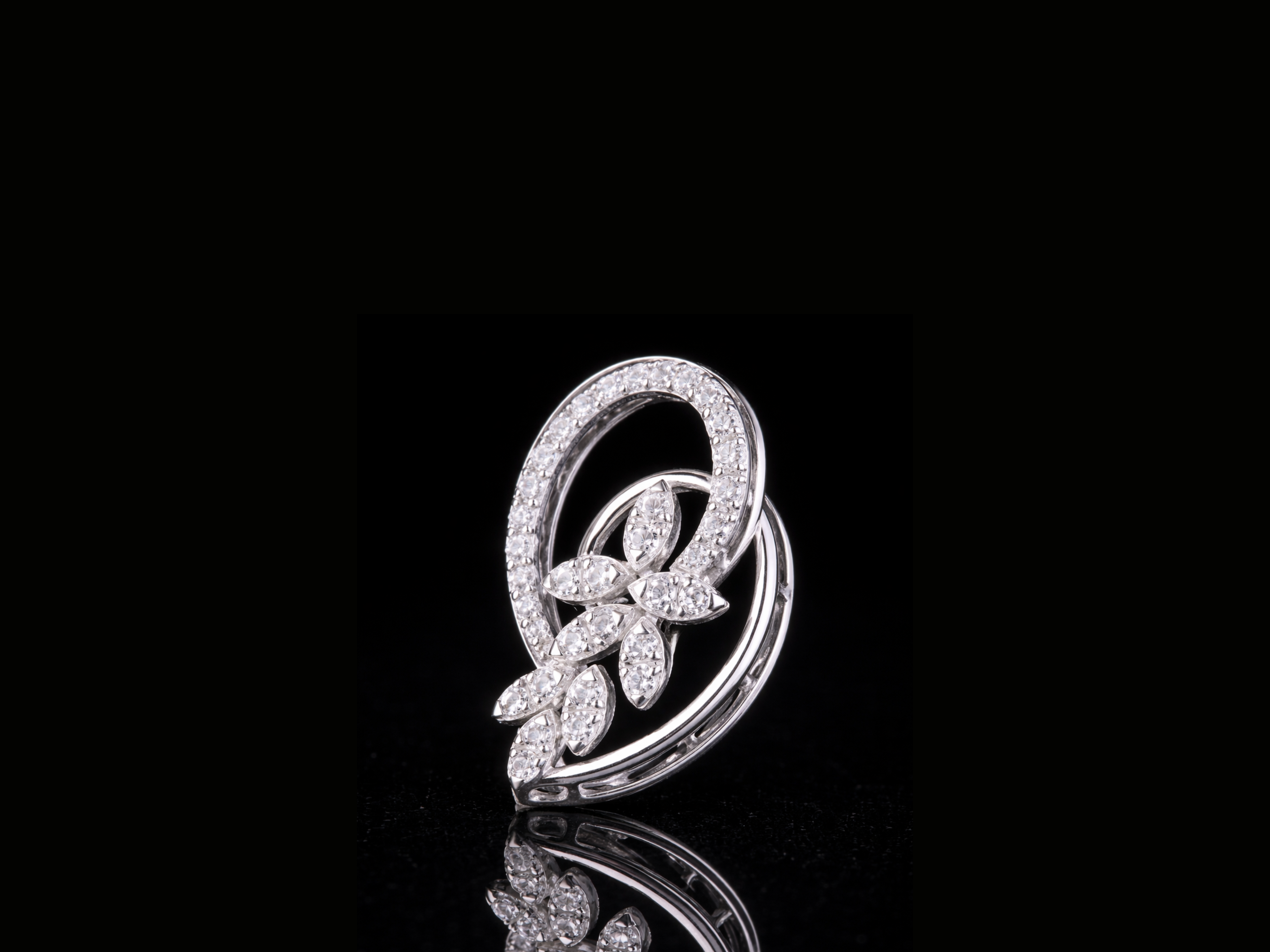 Luxury Diamond Floral Swirl Pendant Necklace | 18K, 14K, 10K Gold & Silver