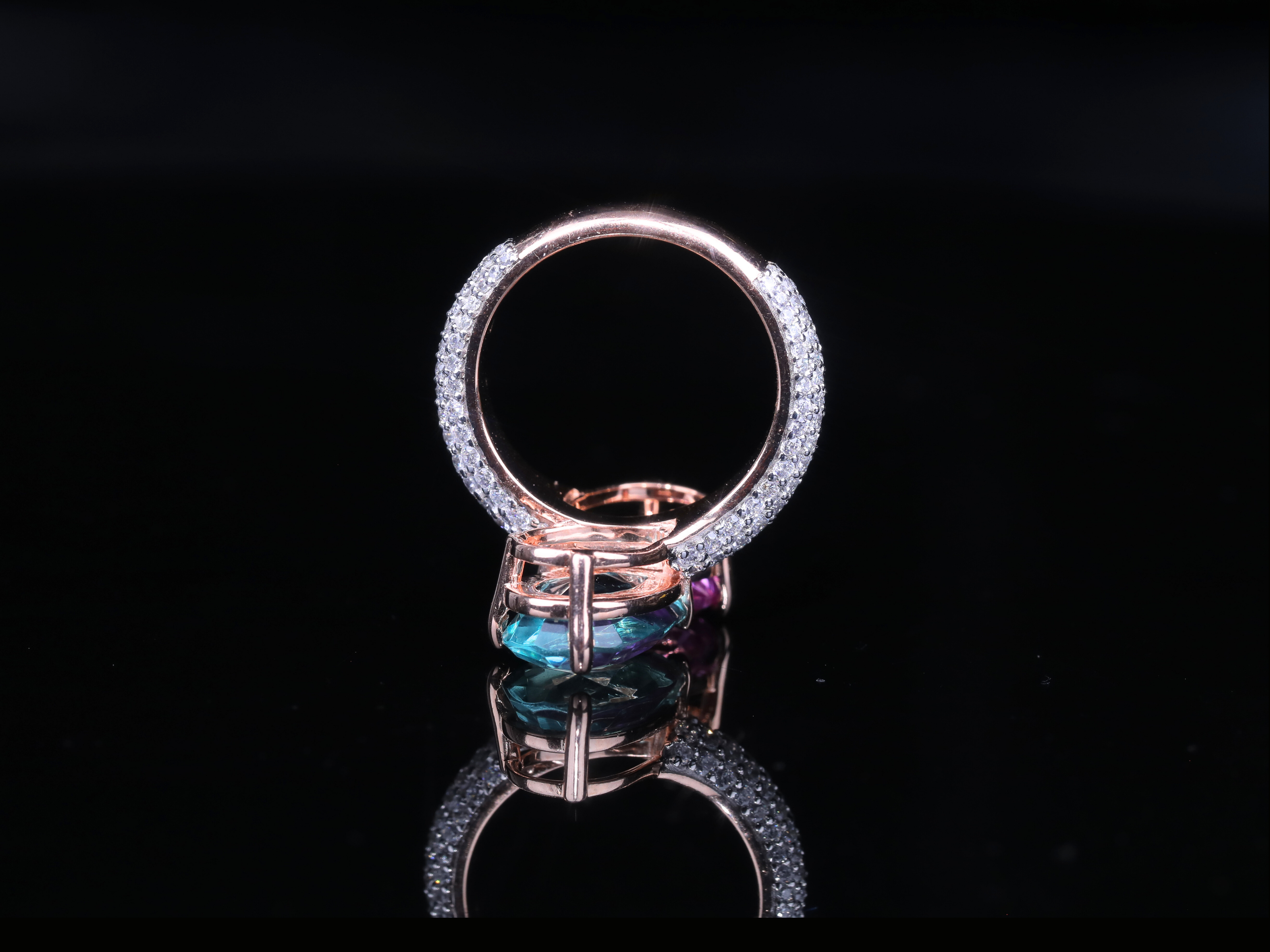Pear Cut Dual Gemstone Diamond Ring | Available in 18KT, 14KT, 10KT Gold & Silver