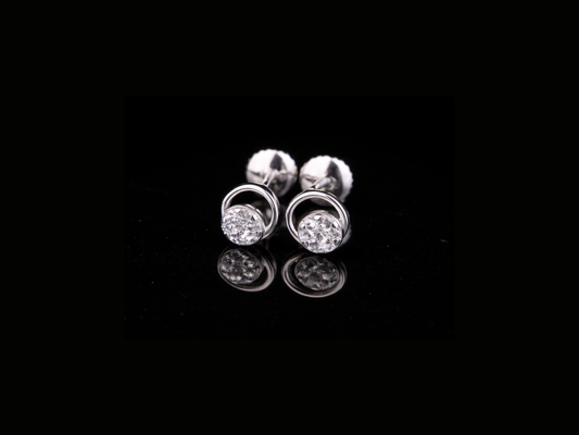 Round Diamond Swirl Stud Earrings | 18K, 14K, 10K Gold & Silver