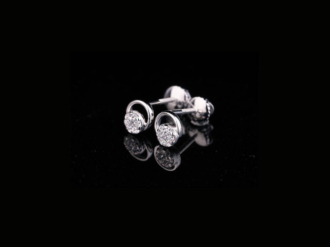 Round Diamond Swirl Stud Earrings | 18K, 14K, 10K Gold & Silver
