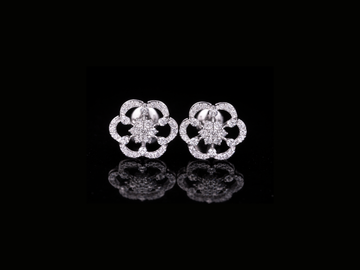 Floral Diamond Cluster Stud Earrings | 18K, 14K, 10K Gold & Silver