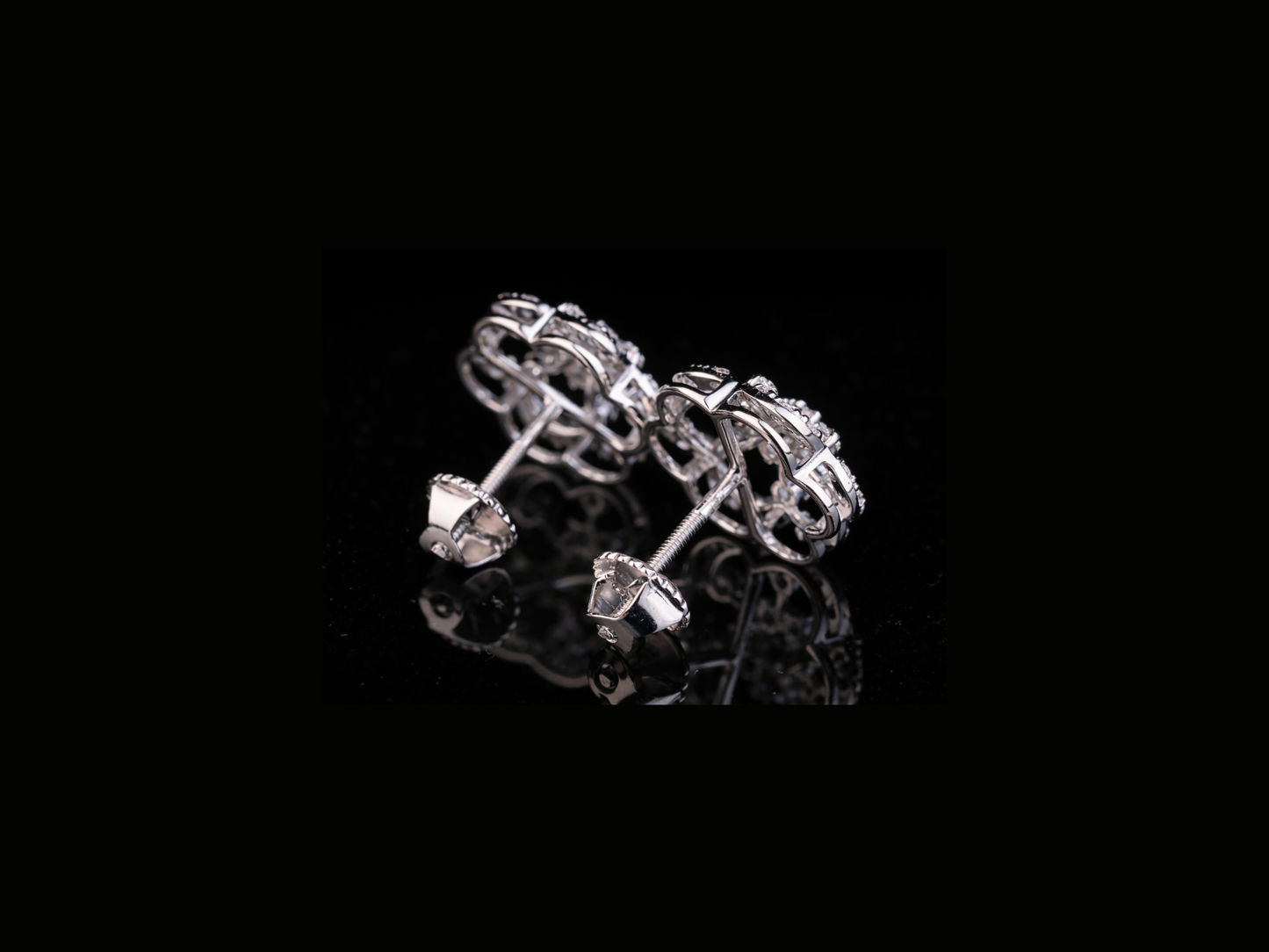 Floral Diamond Cluster Stud Earrings | 18K, 14K, 10K Gold & Silver
