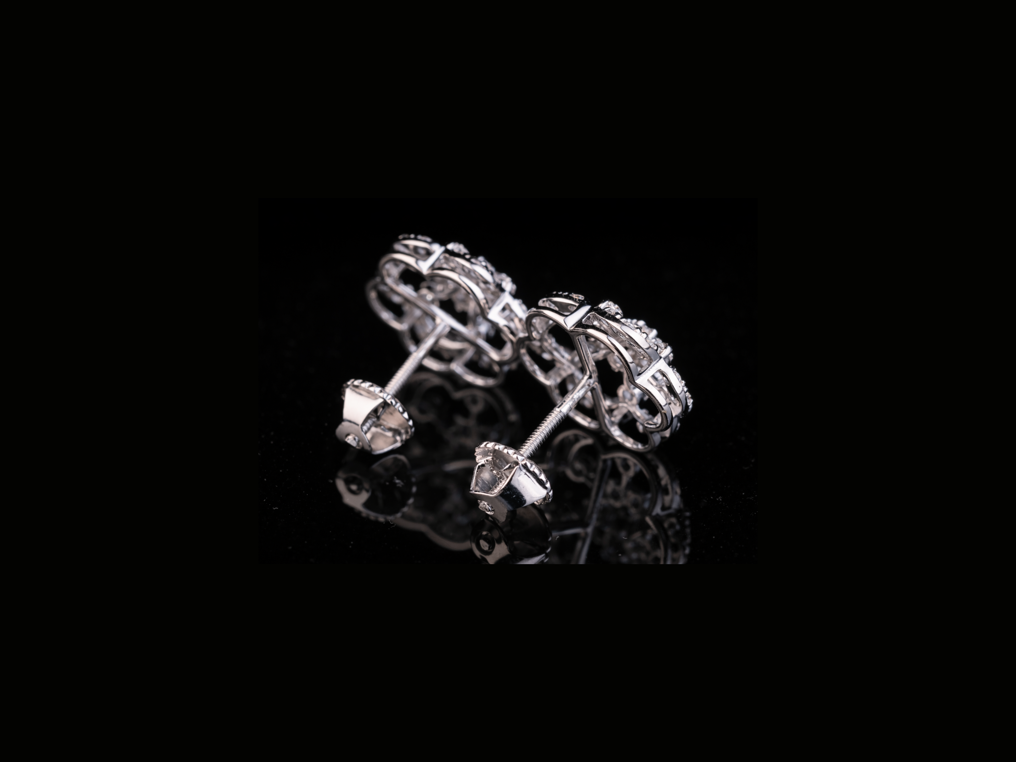 Floral Diamond Cluster Stud Earrings | 18K, 14K, 10K Gold & Silver