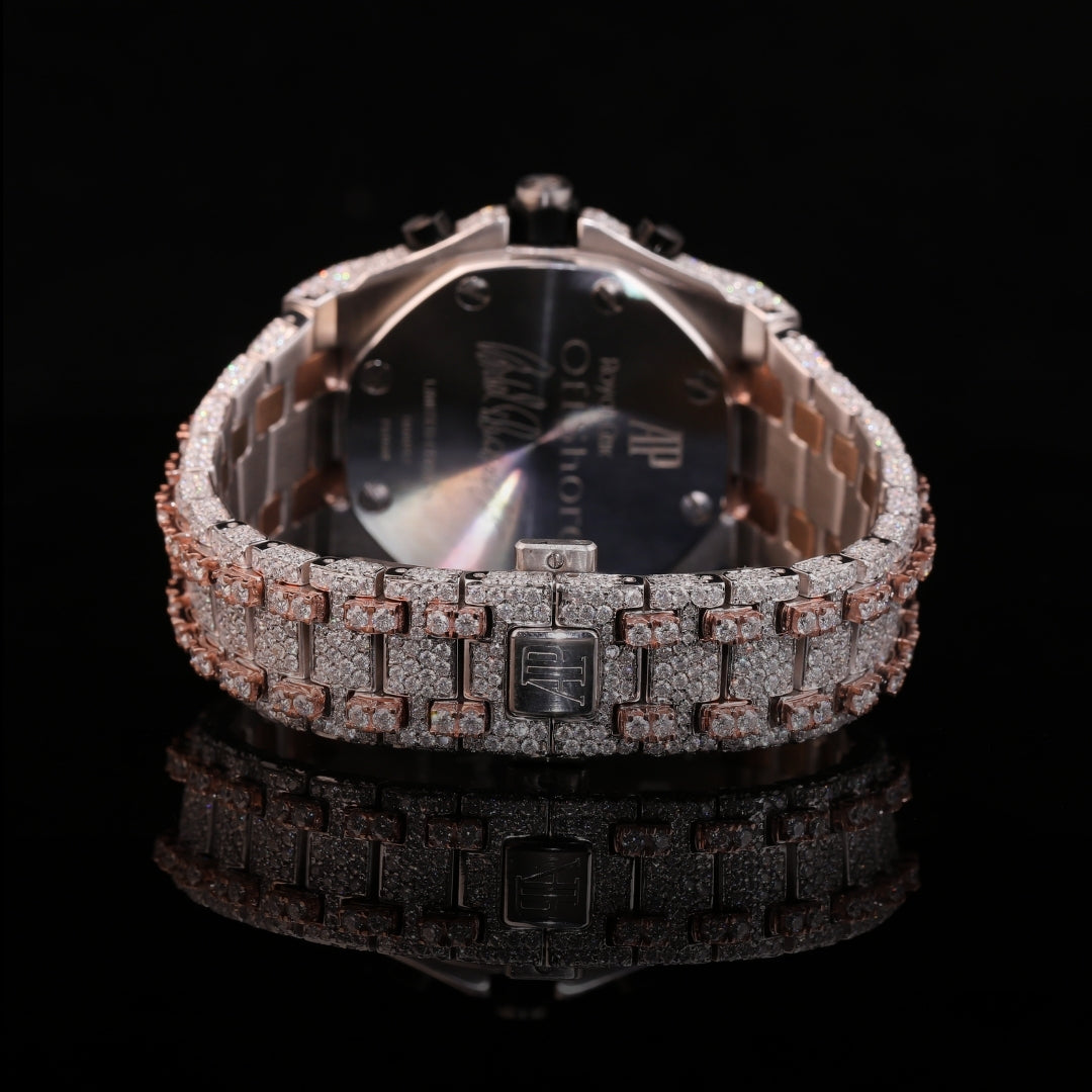 Iced Out Diamond Chronograph Watch in 10K, 14K, 18K Gold & Silver
