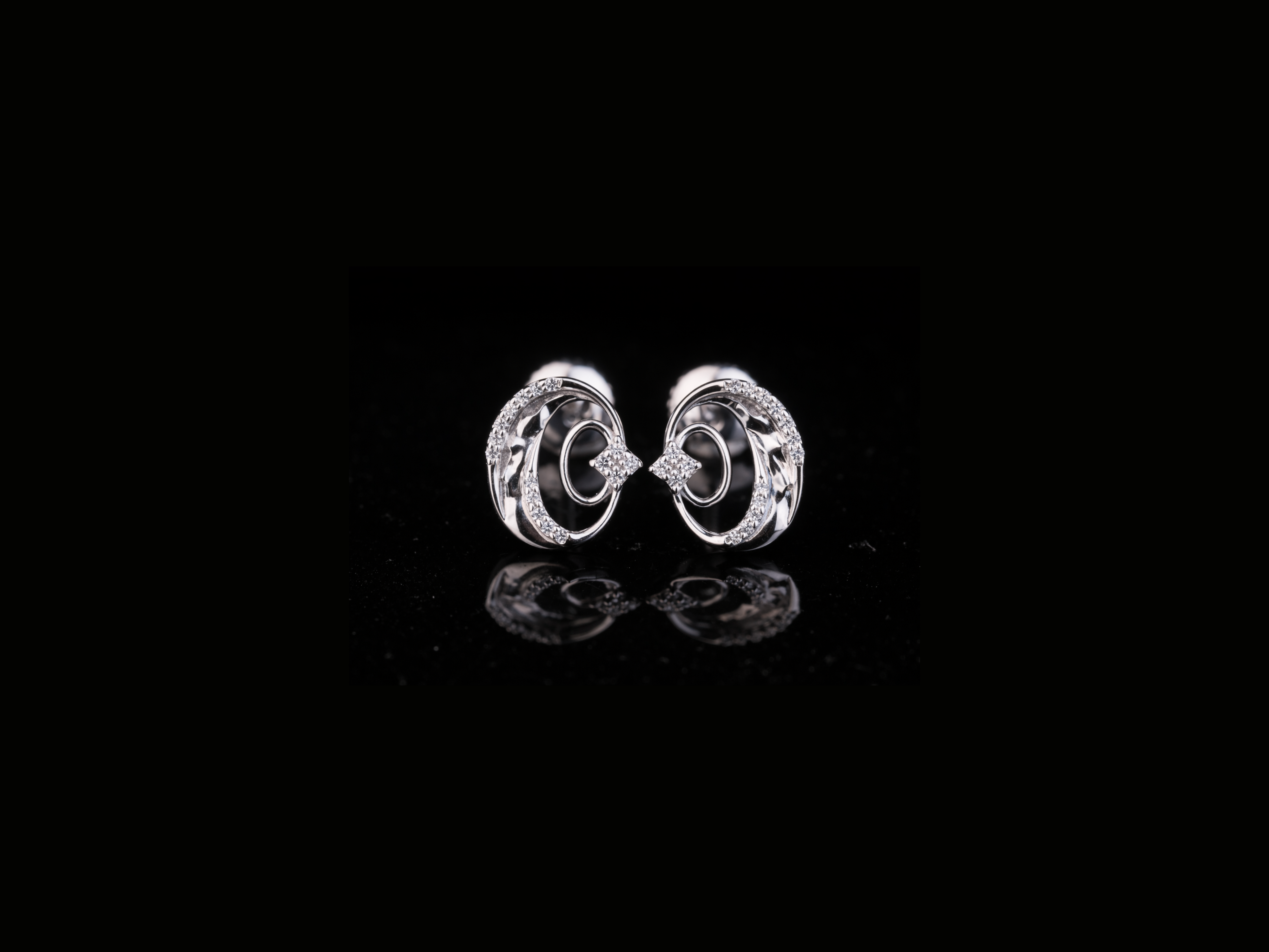 Infinity Swirl Diamond Stud Earrings | 18K, 14K, 10K Gold & Silver