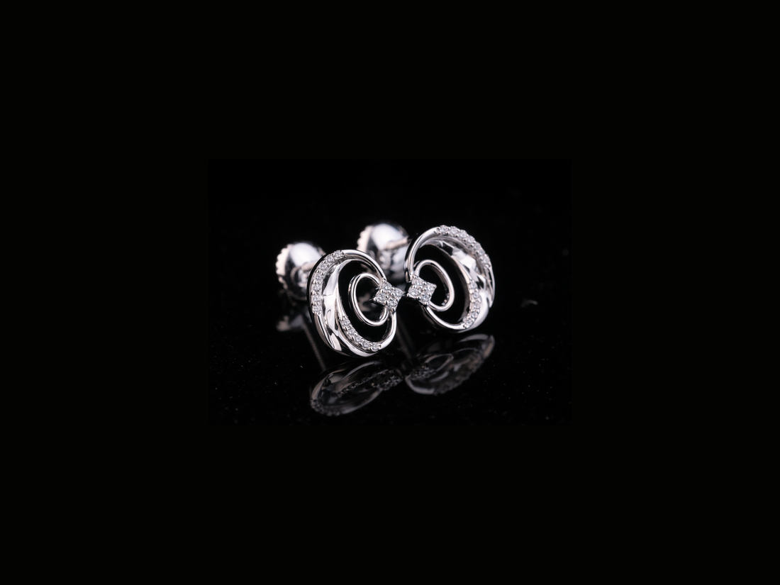 Infinity Swirl Diamond Stud Earrings | 18K, 14K, 10K Gold & Silver