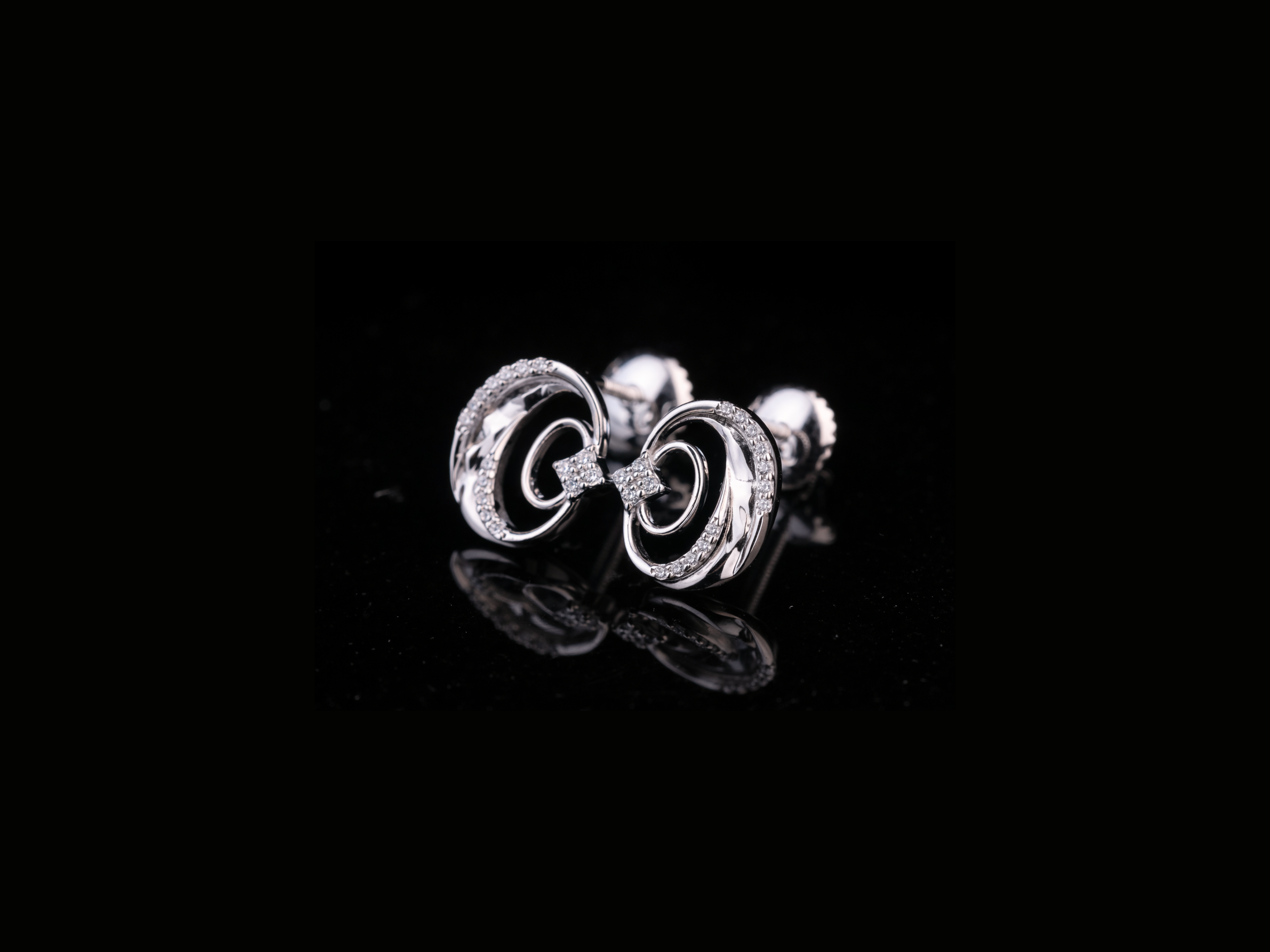 Infinity Swirl Diamond Stud Earrings | 18K, 14K, 10K Gold & Silver