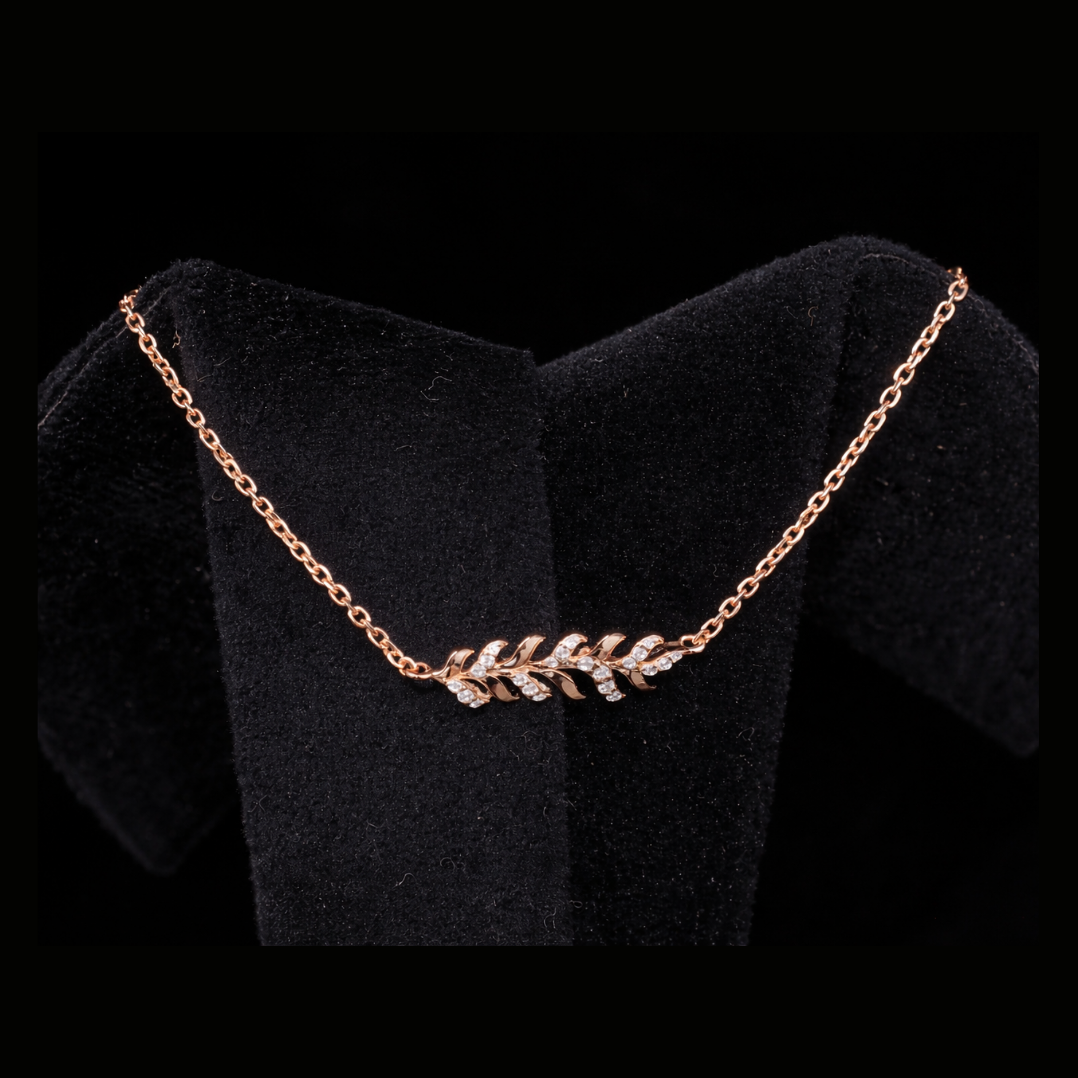 Diamond Leaf Gold Necklace – 10K 14K 18K Solid Gold Pendant for Women