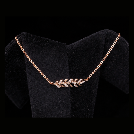 Diamond Leaf Gold Necklace – 10K 14K 18K Solid Gold Pendant for Women