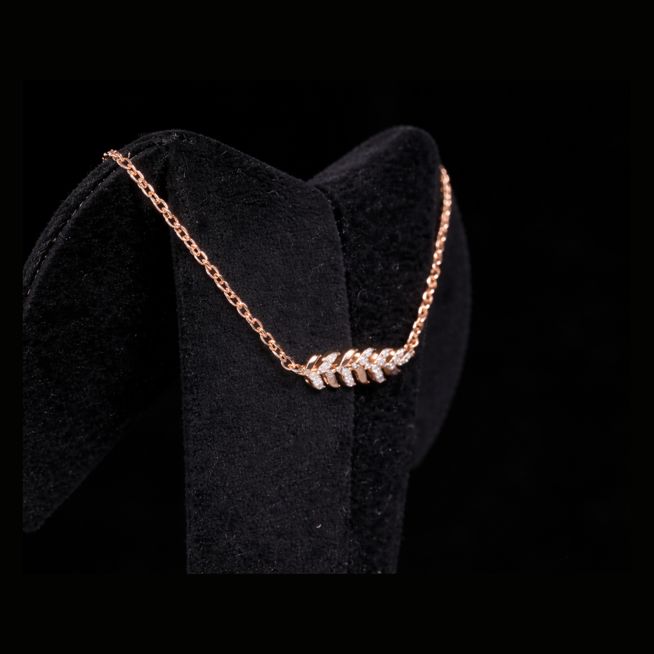 Diamond Leaf Gold Necklace – 10K 14K 18K Solid Gold Pendant for Women