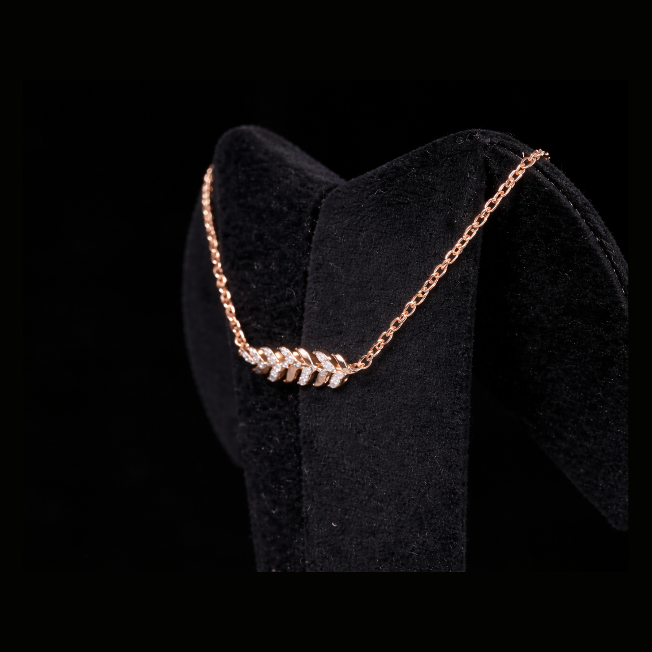 Diamond Leaf Gold Necklace – 10K 14K 18K Solid Gold Pendant for Women