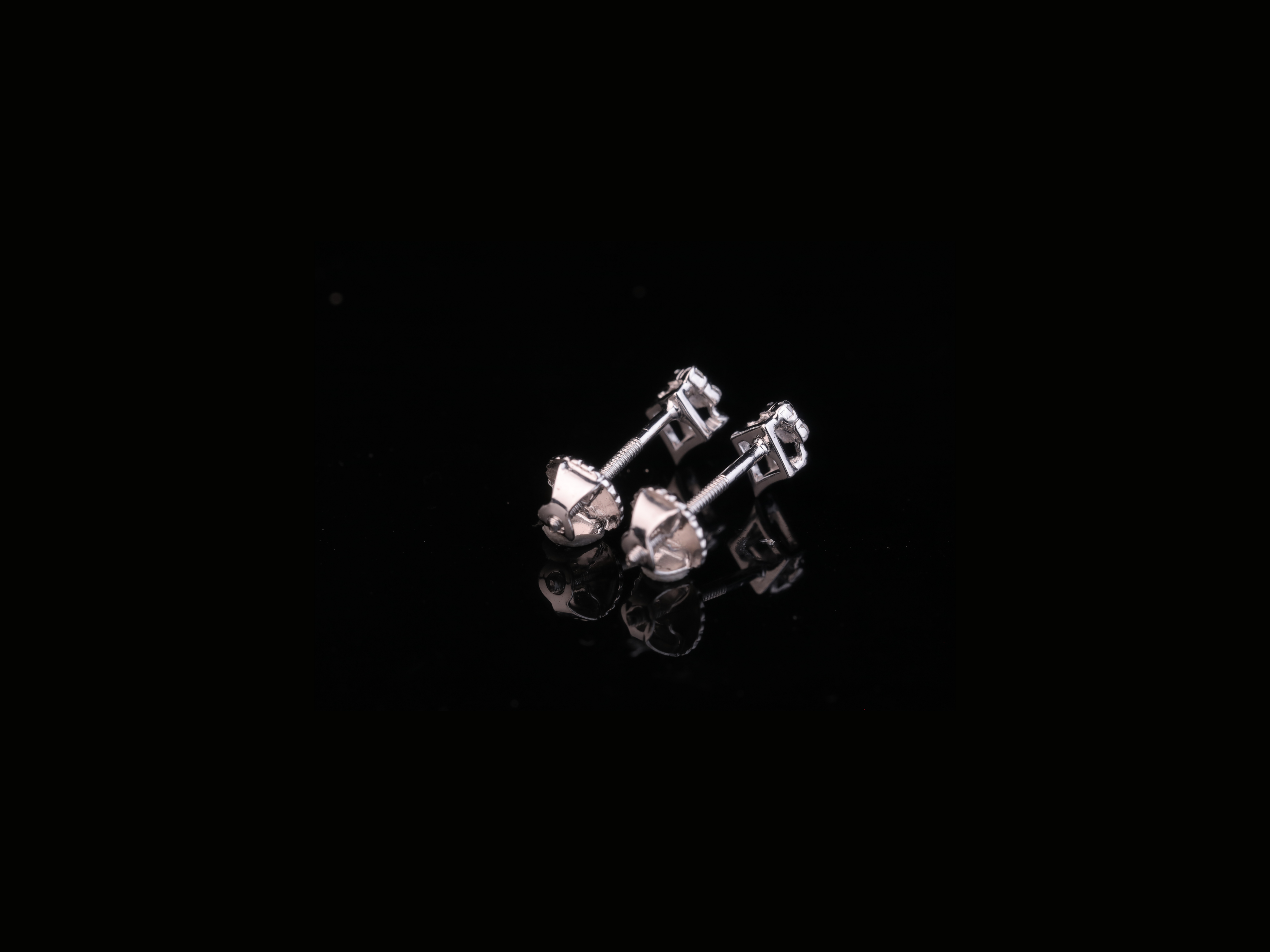 Square Diamond Stud Earrings | Minimal Gold & Silver Diamond Studs