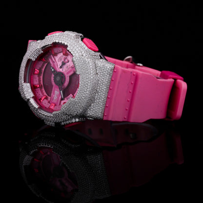 Iced Out Pink Diamond Watch for Women – Custom Gold & Silver Luxury Timepiece