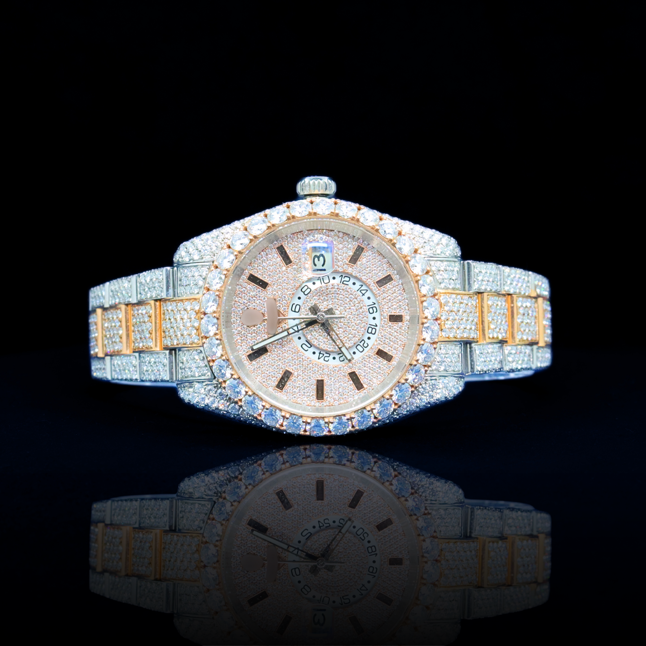 14k/18k-moissanite Rolex inspire Fully Paved Iced-Out Watch