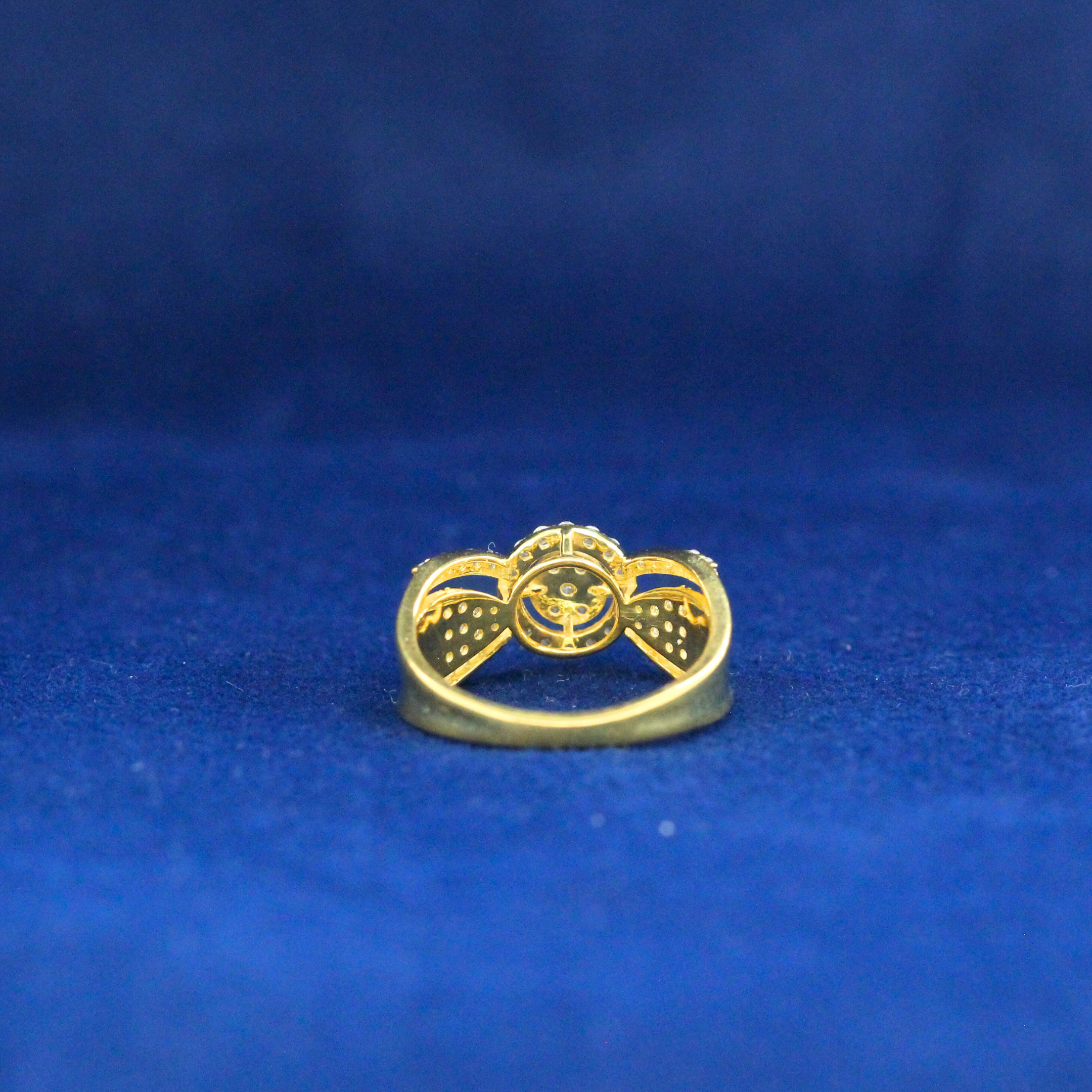 Back view of Big Cross Ring showing comfortable fit band and sturdy setting, luxury urban jewelry design.

