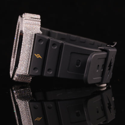 Black Strap Iced Out G-Shock Watch with VVS Moissanite Diamonds