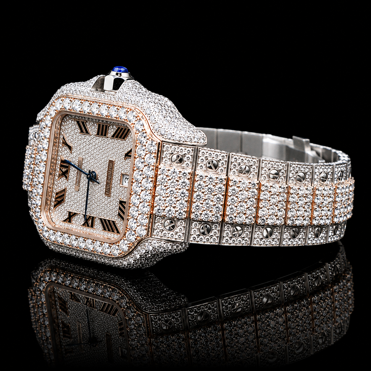 MOISSANITE ROLEX INSPIRE ULTIMATE BLING SQUARE DIAMOND WATCH