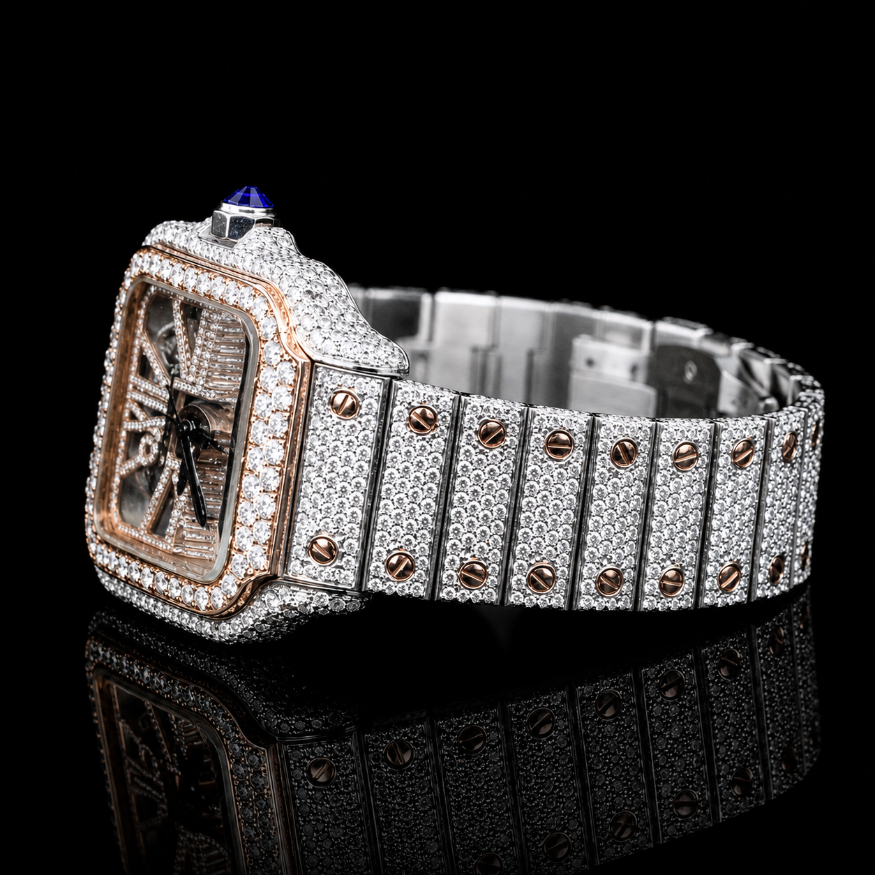 MOISSANITE ROLEX INSPIRE ARABIC DIAL DIAMOND WATCH