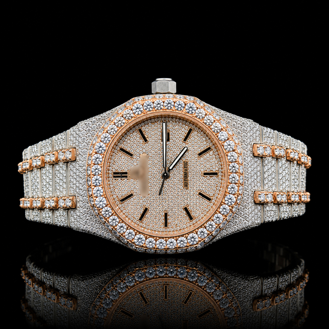 14K/18K Moissanite AP inspire BUST DOWN ROSE GOLD WATCH