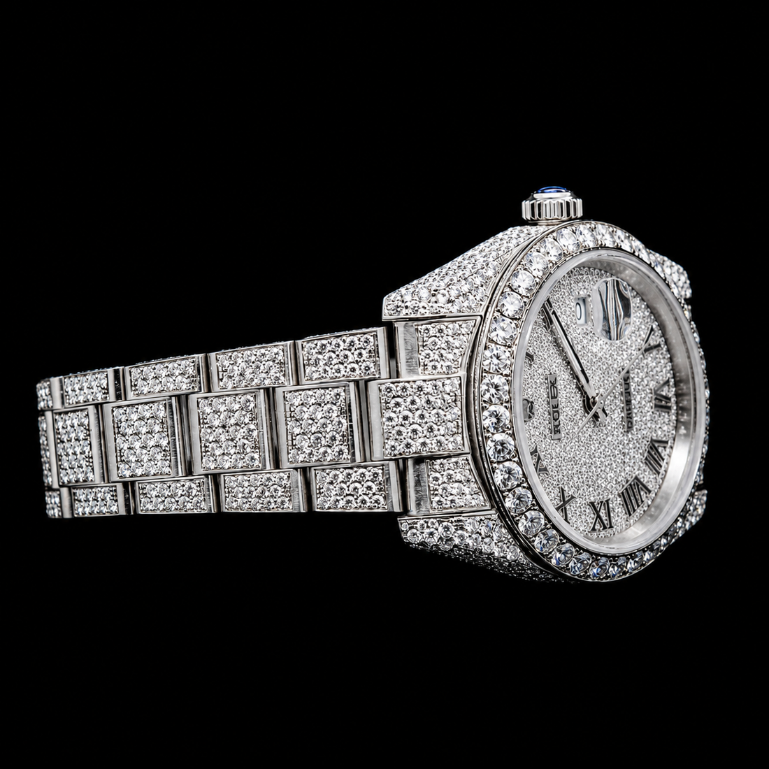 Moissanite Rolex inspire Silver Roman Majesty