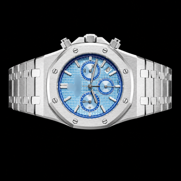 Silver Steel Blue Chronograph